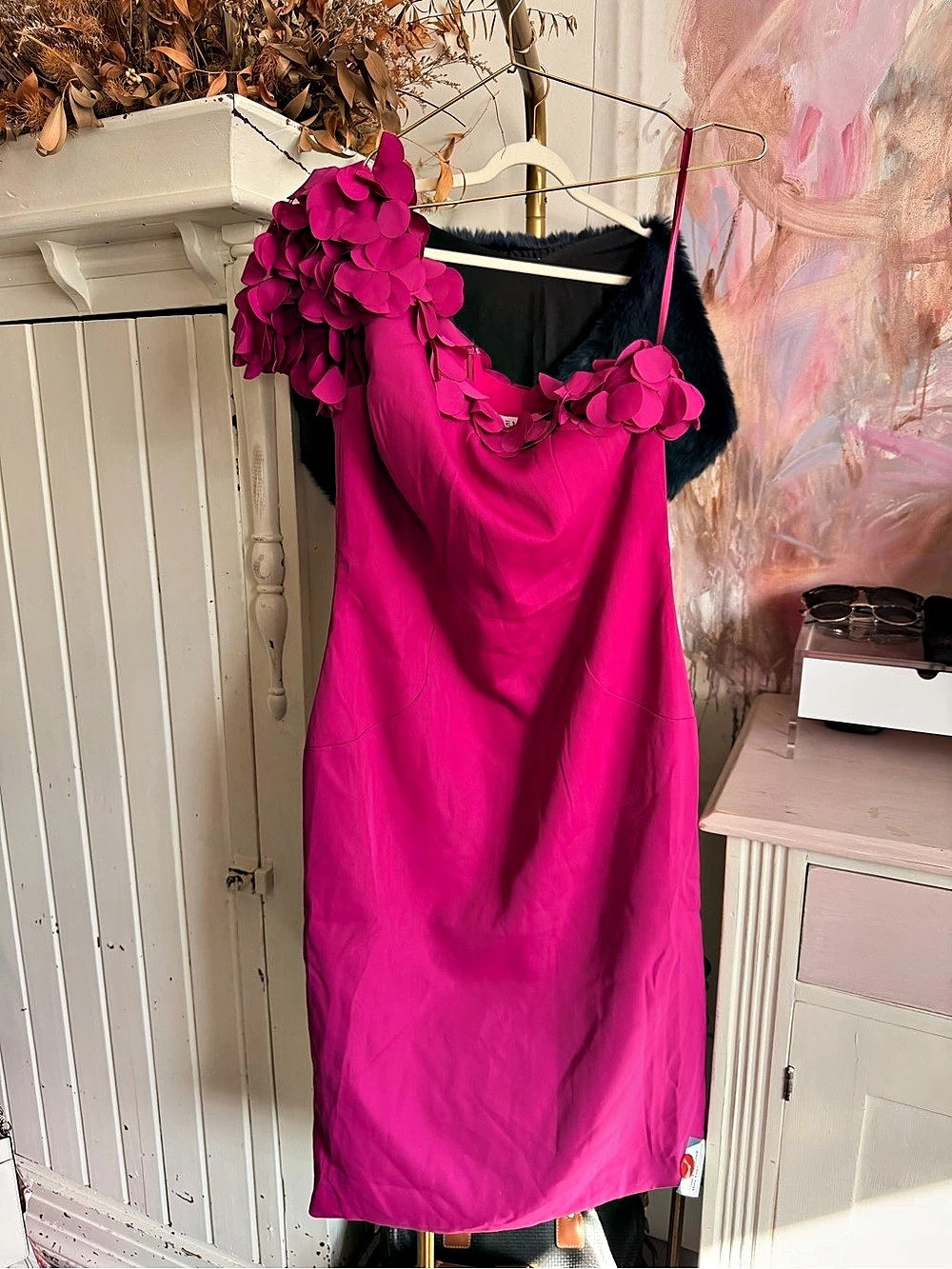 RENE RUIZ COLLECTION Floral Shoulder Midi Dress in Pink Size 8 Like New